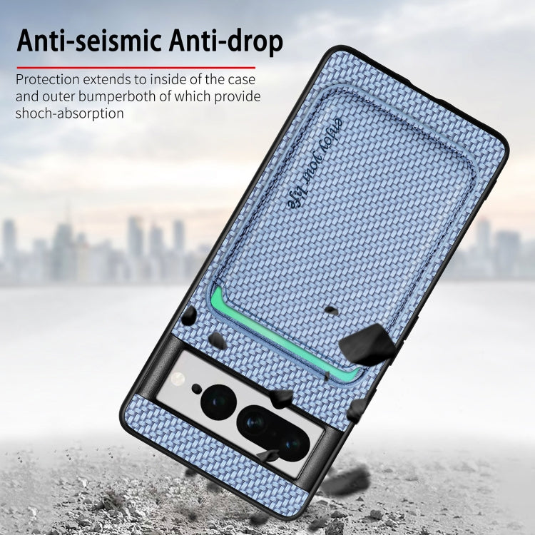 For Google Pixel 7 Pro Carbon Fiber Leather Card Magsafe Phone Case(Khaki) - free shipping - PMC TechLife - Order now!