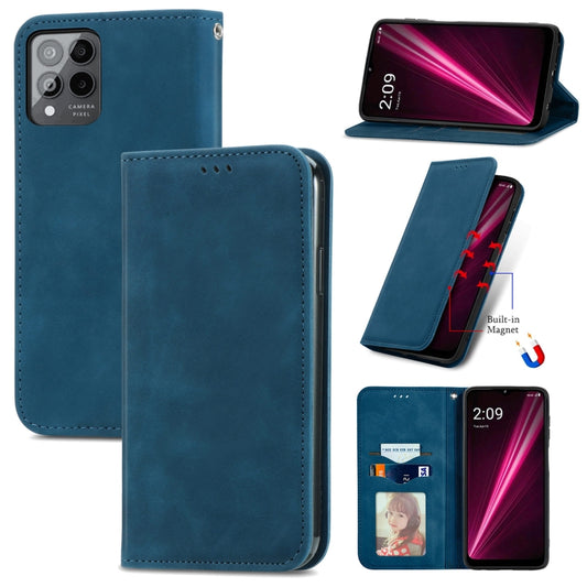 For T-Mobile Revvl 6 Pro 5G Retro Skin Feel Magnetic Leather Phone Case(Blue) - More Brand by PMC Jewellery | Online Shopping South Africa | PMC Jewellery