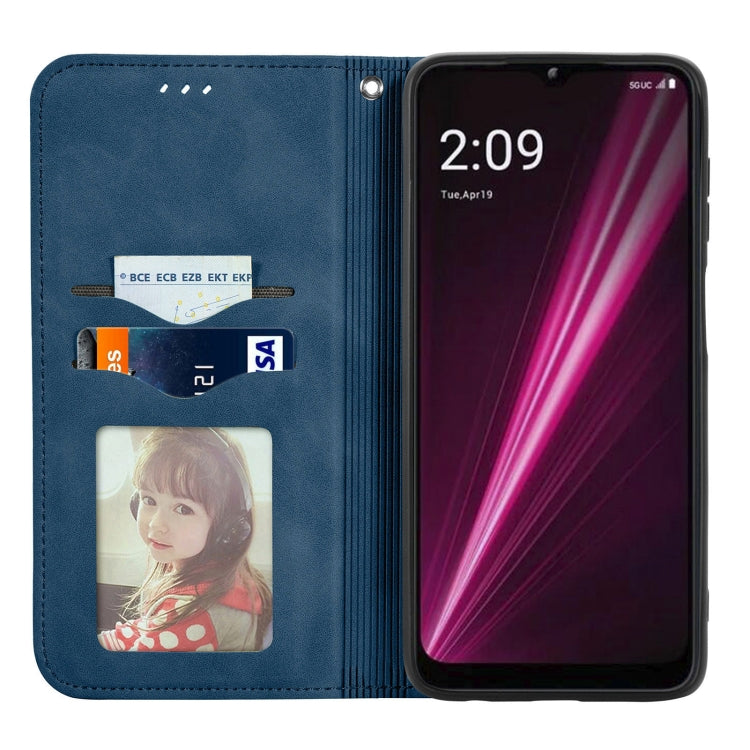 For T-Mobile Revvl 6 Pro 5G Retro Skin Feel Magnetic Leather Phone Case(Blue) - free shipping - PMC TechLife - Order now!