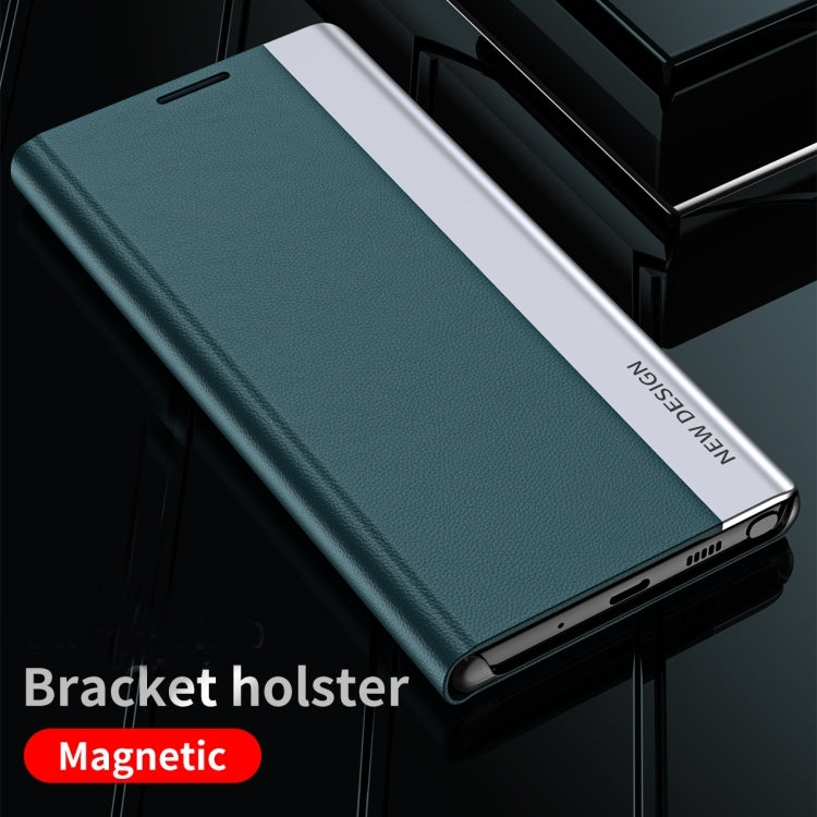 For Samsung Galaxy S23 5G Side Electroplated Adsorption Leather Phone Case(Green) - Galaxy S23 5G Cases by PMC TechLife | Online Shopping South Africa | PMC TechLife | Buy Now Pay Later Mobicred