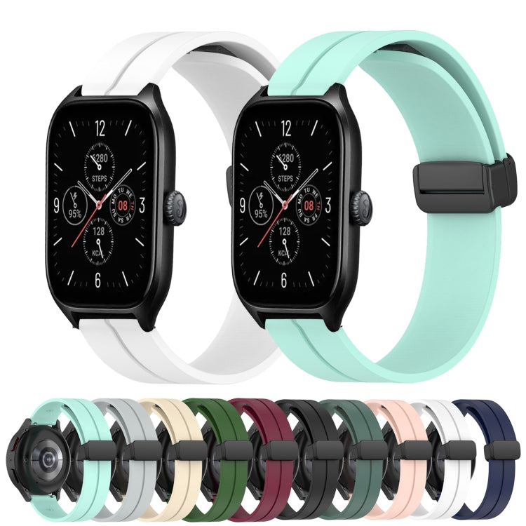 For Amazfit GTS 4 20mm Solid Color Magnetic Clasp Silicone Watch Band(White) - free shipping - PMC TechLife - Order now!