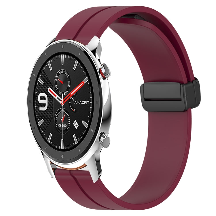 For Amazfit GTR 42mm 20mm Solid Color Magnetic Clasp Silicone Watch Band(Burgundy) - free shipping - PMC TechLife - Order now!