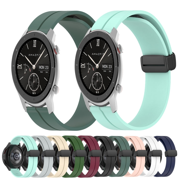 For Amazfit GTR 42mm 20mm Solid Color Magnetic Clasp Silicone Watch Band(White) - free shipping - PMC TechLife - Order now!