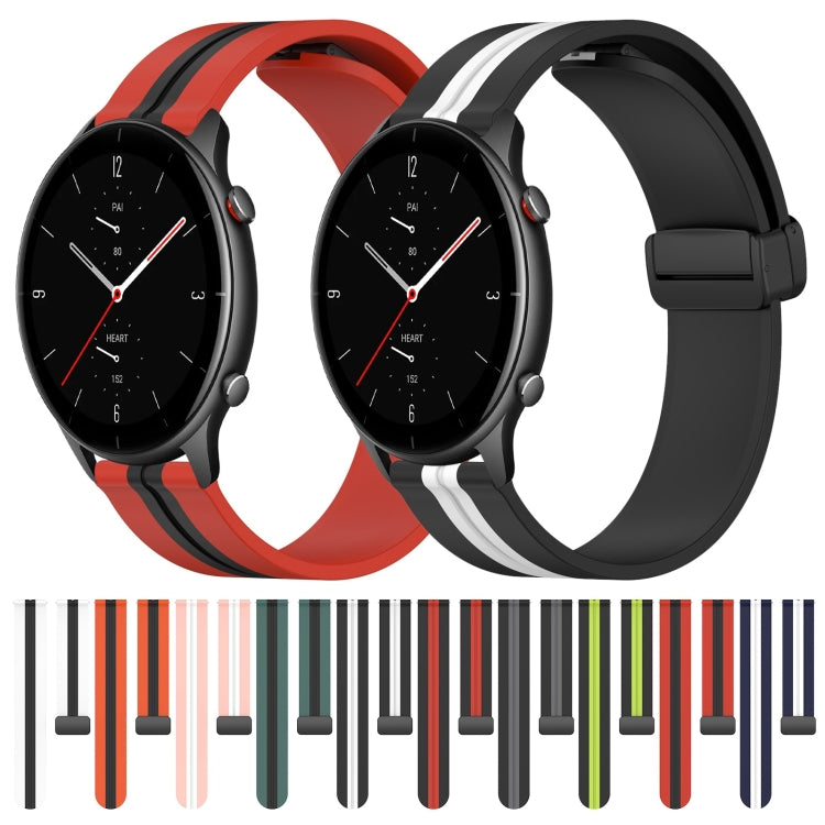For Amazfit GTR 2e 22mm Folding Magnetic Clasp Silicone Watch Band(Black+Lime Green) - free shipping - PMC TechLife - Order now!