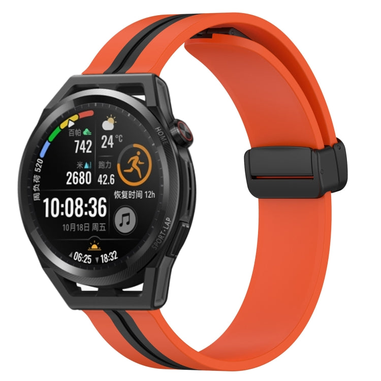 For Huawei Watch GT Runner 22mm Folding Magnetic Clasp Silicone Watch Band(Orange+Black) - free shipping - PMC TechLife - Order now!