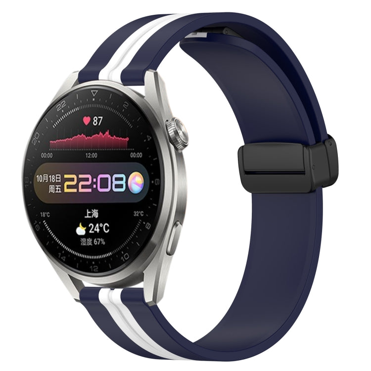For Huawei Watch 3 Pro 22mm Folding Magnetic Clasp Silicone Watch Band(Midnight Blue + White) - free shipping - PMC TechLife - Order now!