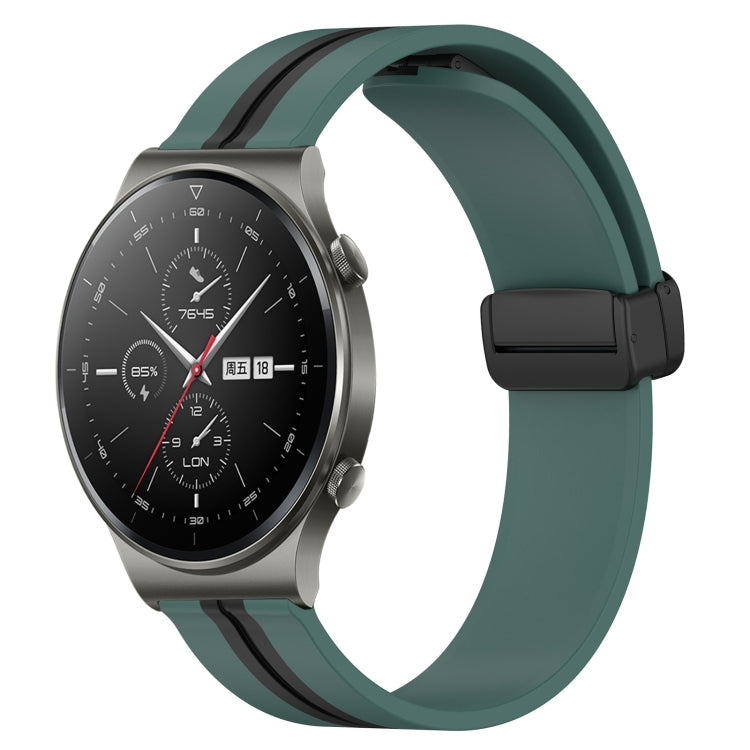 For Huawei GT2 Pro 22mm Folding Magnetic Clasp Silicone Watch Band(Olive Green + Black) - free shipping - PMC TechLife - Order now!