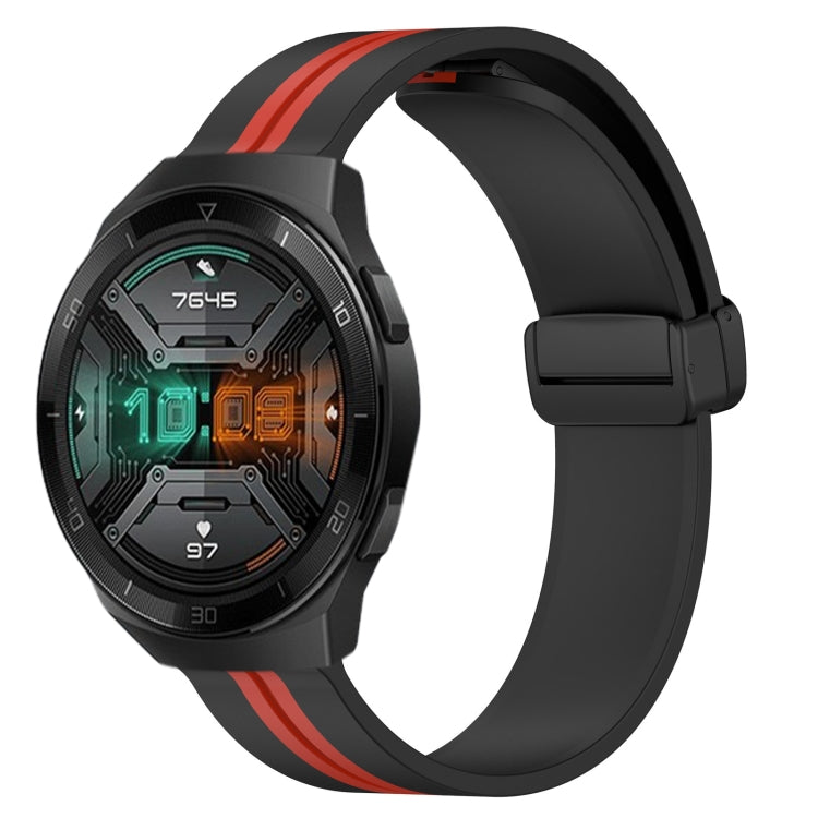 For Huawei Watch GT 2E 22mm Folding Magnetic Clasp Silicone Watch Band(Black+Red) - free shipping - PMC TechLife - Order now!