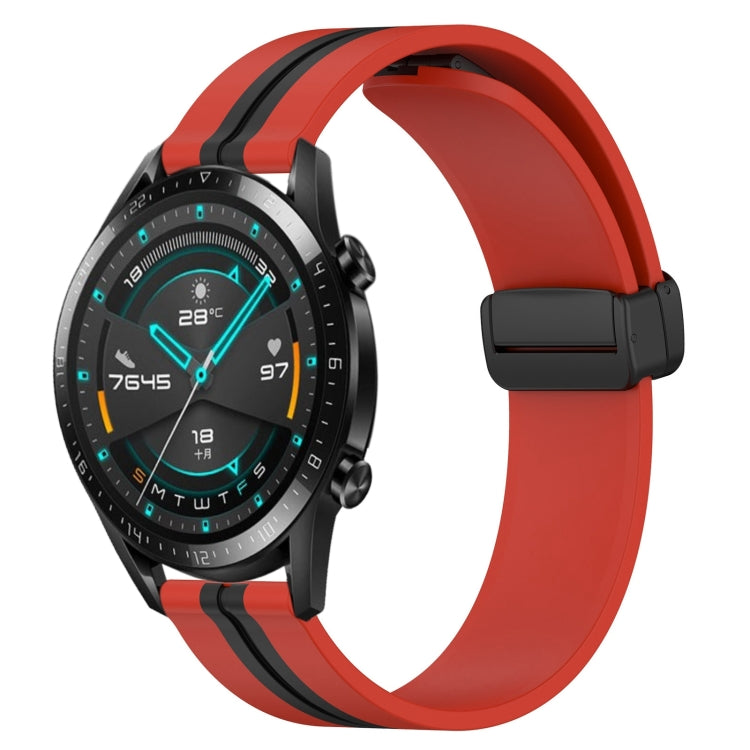 For Huawei GT2 46mm 22mm Folding Magnetic Clasp Silicone Watch Band(Red+Black) - free shipping - PMC TechLife - Order now!