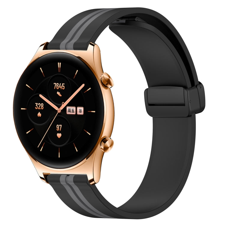 For Honor Watch GS 3 22mm Folding Magnetic Clasp Silicone Watch Band(Black+Grey) - free shipping - PMC TechLife - Order now!