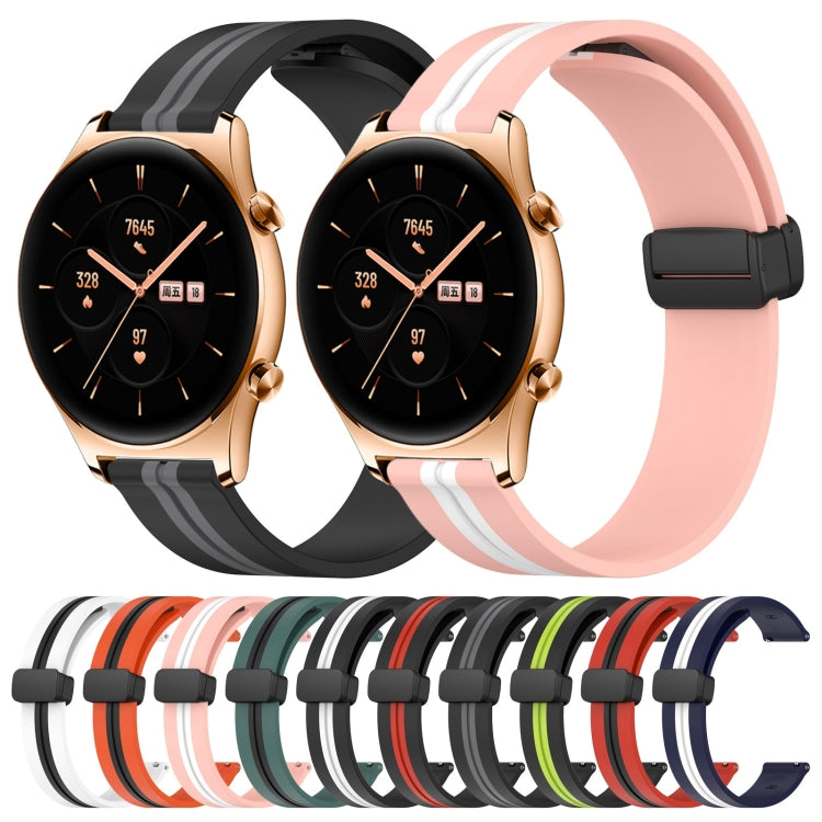 For Honor Watch GS 3 22mm Folding Magnetic Clasp Silicone Watch Band(Black+Grey) - free shipping - PMC TechLife - Order now!