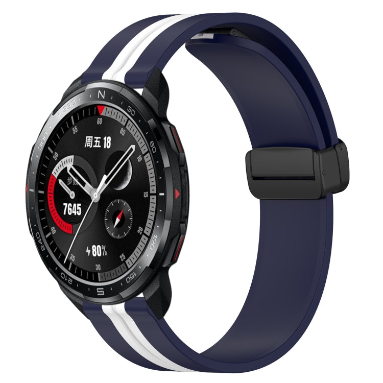 For Honor Watch GS Pro 22mm Folding Magnetic Clasp Silicone Watch Band(Midnight Blue + White) - free shipping - PMC TechLife - Order now!