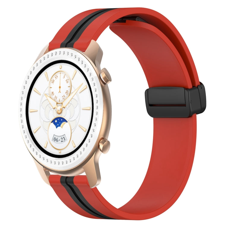 For Amazfit GTR 42mm 20mm Folding Magnetic Clasp Silicone Watch Band(Red+Black) - free shipping - PMC TechLife - Order now!
