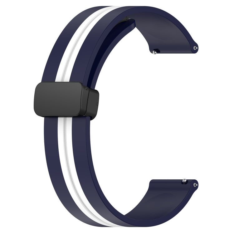 For Amazfit Pop 20mm Folding Magnetic Clasp Silicone Watch Band(Midnight Blue + White) - free shipping - PMC TechLife - Order now!