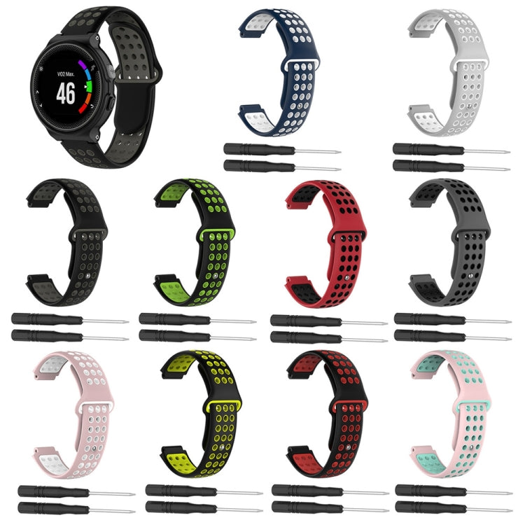 For Garmin Forerunner 620 Two-Color Punched Breathable Silicone Watch Band(Black+Green) - free shipping - PMC TechLife - Order now!
