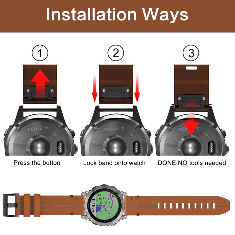 For Garmin Forerunner 955 22mm Leather Steel Buckle Watch Band (Light Brown) - Smart Wear by PMC TechLife | Online Shopping South Africa | PMC TechLife