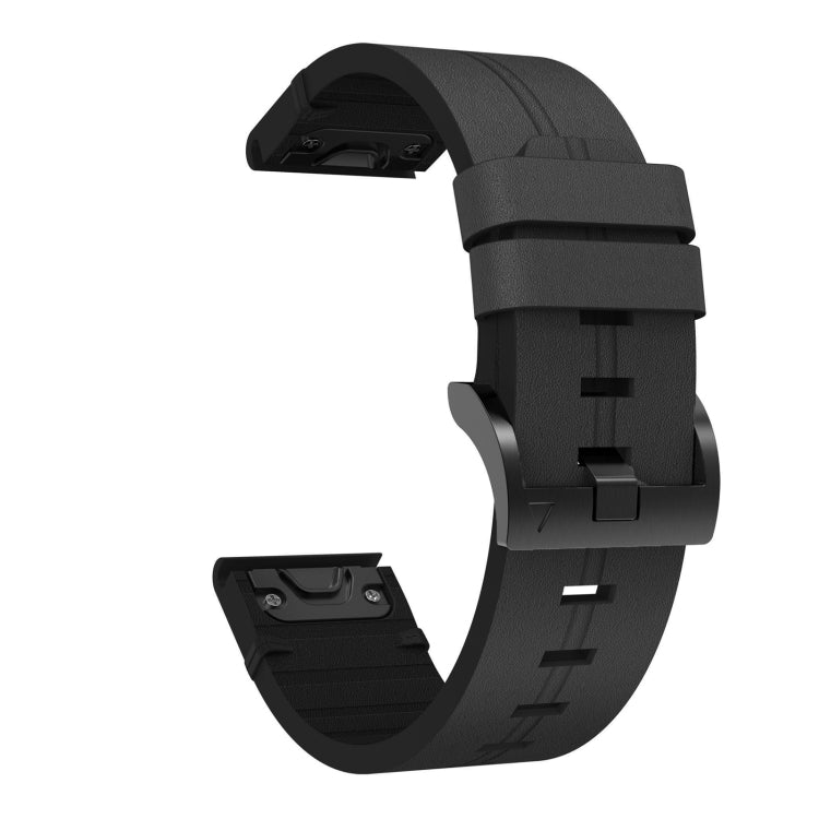 Compatible with Garmin Fenix 5S Plus 20mm Leather Steel Buckle Watch Band(Black) - Watch Bands by PMC TechLife | Online Shopping South Africa | PMC TechLife | Buy Now Pay Later Mobicred