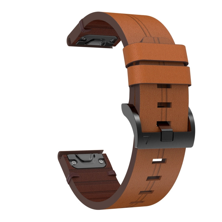 Compatible with Garmin Fenix 5S Plus 20mm Leather Steel Buckle Watch Band(Brown) - Watch Bands by PMC TechLife | Online Shopping South Africa | PMC TechLife | Buy Now Pay Later Mobicred