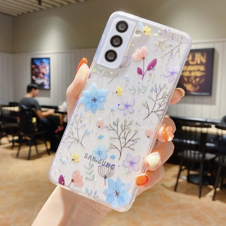 For Samsung Galaxy S20 FE Fresh Small Floral Epoxy TPU Phone Case(Blue Flowers 5) - Galaxy S20 FE Cases by PMC TechLife | Online Shopping South Africa | PMC TechLife