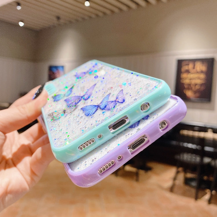 For Samsung Galaxy A13 5G Color Butterfly Glitter Epoxy TPU Phone Case(Green) - Galaxy Phone Cases by PMC TechLife | Online Shopping South Africa | PMC TechLife | Buy Now Pay Later Mobicred
