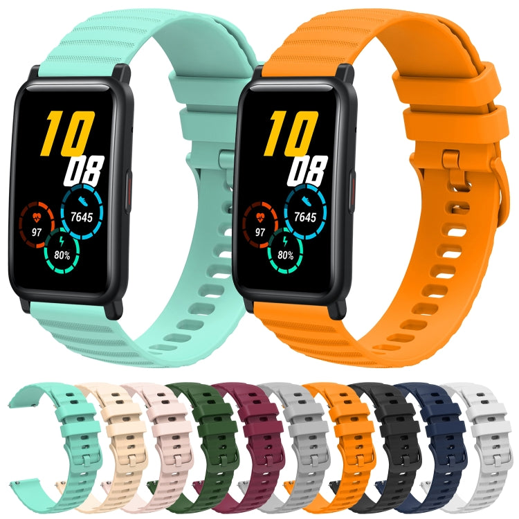 For Honor Watch ES 20mm Wavy Dot Pattern Solid Color Silicone Watch Band(Teal) - free shipping - PMC TechLife - Order now!