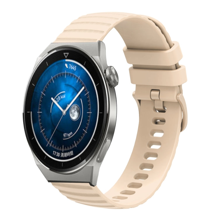 For Huawei Watch GT3 Pro 46mm 22mm Wavy Dot Pattern Solid Color Silicone Watch Band(Beige) - free shipping - PMC TechLife - Order now!