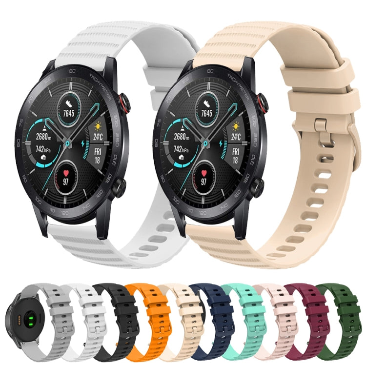 For Honor Magic Watch 2 46mm 22mm Wavy Dot Pattern Solid Color Silicone Watch Band(Beige) - free shipping - PMC TechLife - Order now!