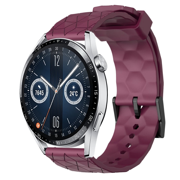 For Huawei Watch GT3 42mm 20mm Football Pattern Solid Color Silicone Watch Band(Wine Red) - free shipping - PMC TechLife - Order now!