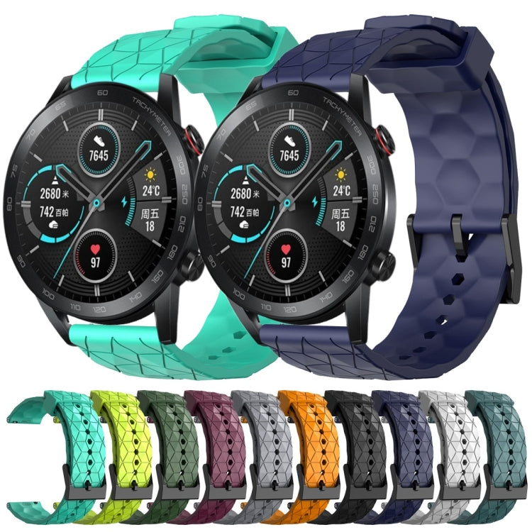 For Honor MagicWatch2 42mm 20mm Football Pattern Solid Color Silicone Watch Band(Rock Cyan) - free shipping - PMC TechLife - Order now!