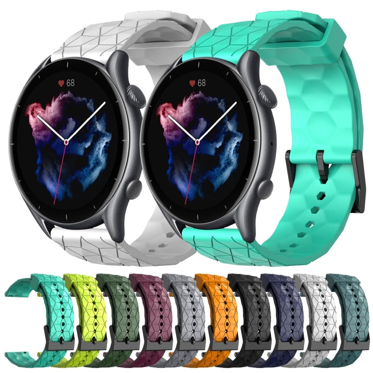 For Amazfit 3 22mm Football Pattern Solid Color Silicone Watch Band(Rock Cyan) - free shipping - PMC TechLife - Order now!