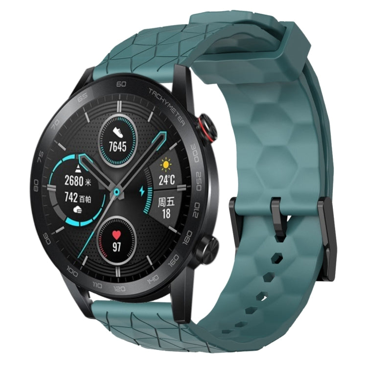 For Honor Magic Watch 2 46mm 22mm Football Pattern Solid Color Silicone Watch Band(Rock Cyan) - free shipping - PMC TechLife - Order now!
