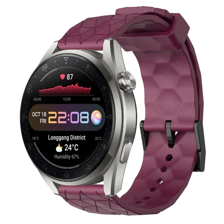 For Huawei Watch 3 Pro New 22mm Football Pattern Solid Color Silicone Watch Band(Wine Red) - free shipping - PMC TechLife - Order now!