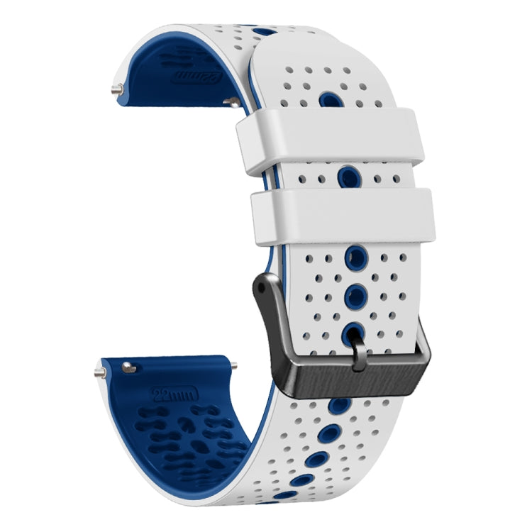 For Amazfit GTR 4 22mm Perforated Two-Color Silicone Watch Band(White+Blue) - free shipping - PMC TechLife - Order now!