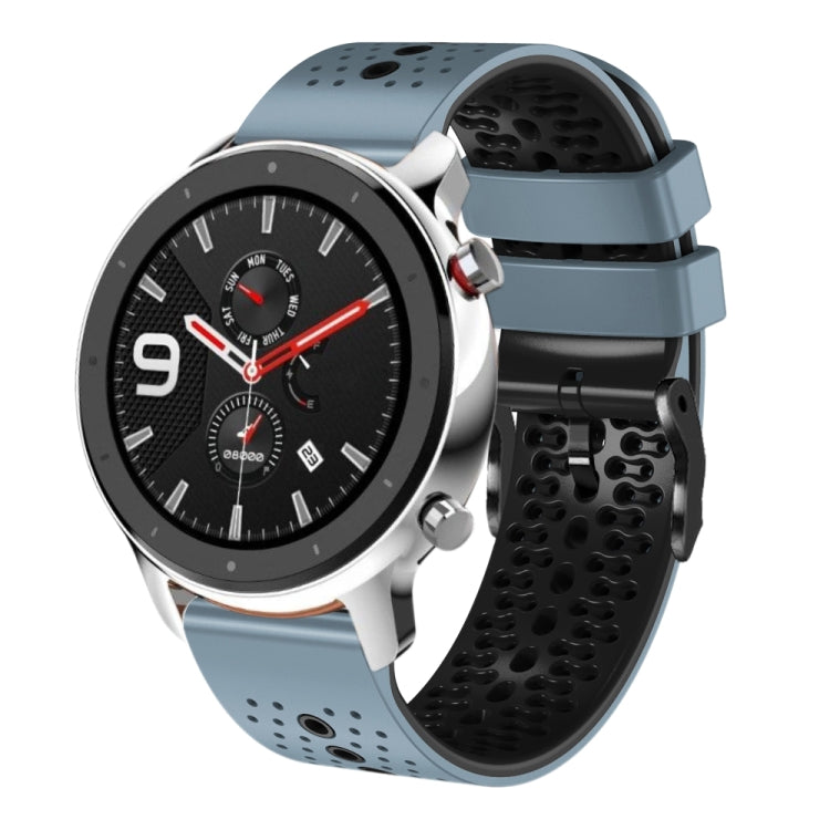 For Amazfit GTR 4 Pro 22mm Perforated Two-Color Silicone Watch Band(Blue+Black) - free shipping - PMC TechLife - Order now!