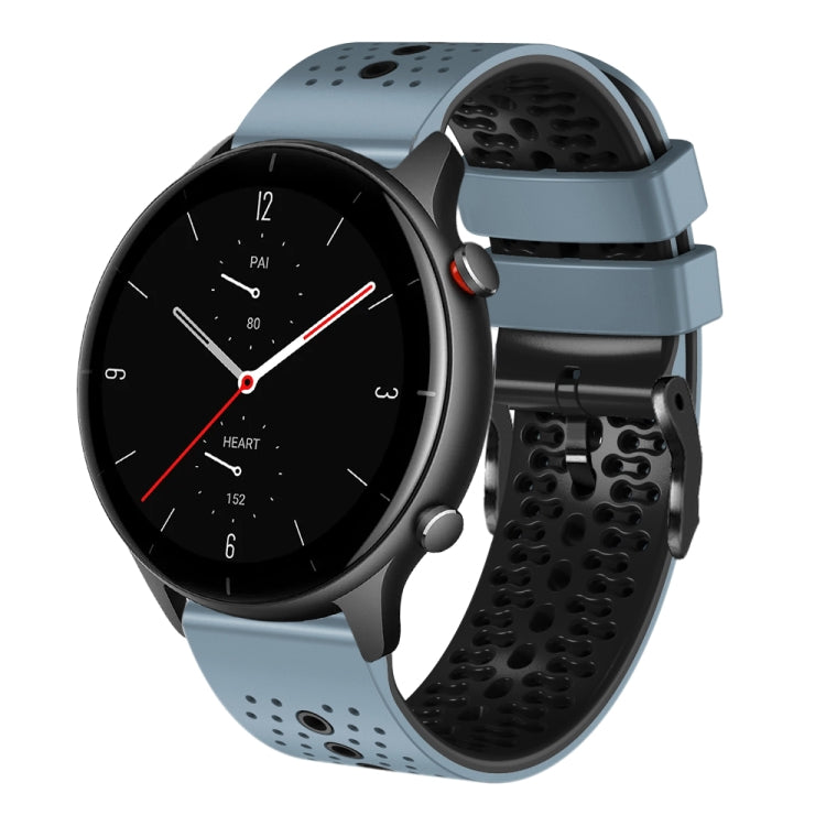 For Amazfit GTR 2e 22mm Perforated Two-Color Silicone Watch Band(Blue+Black) - free shipping - PMC TechLife - Order now!