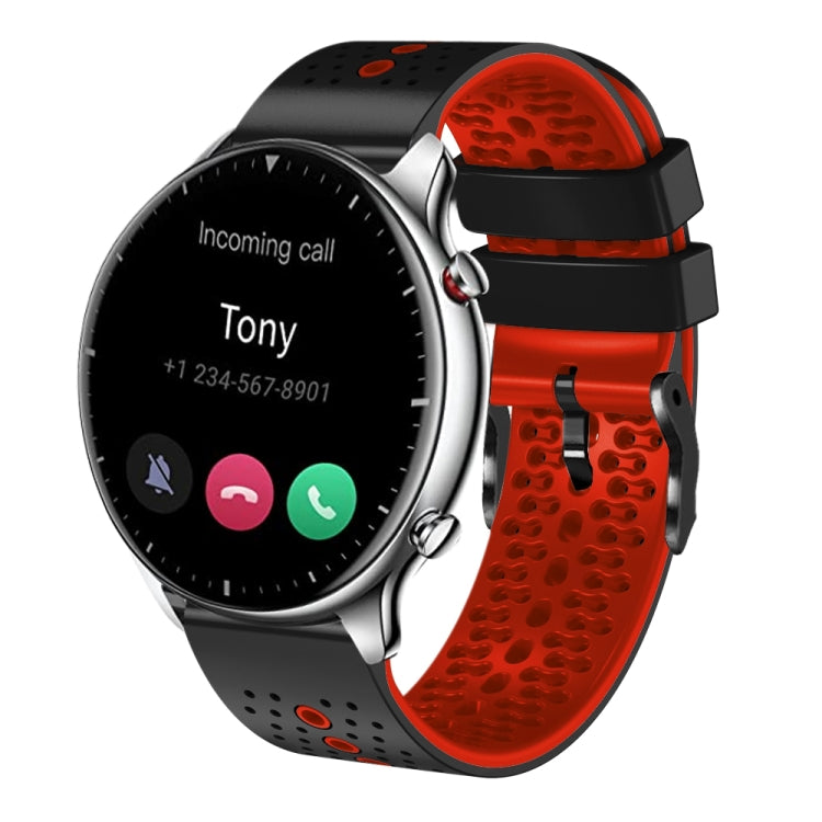 For Amazfit GTR 2 22mm Perforated Two-Color Silicone Watch Band(Black+Red) - free shipping - PMC TechLife - Order now!