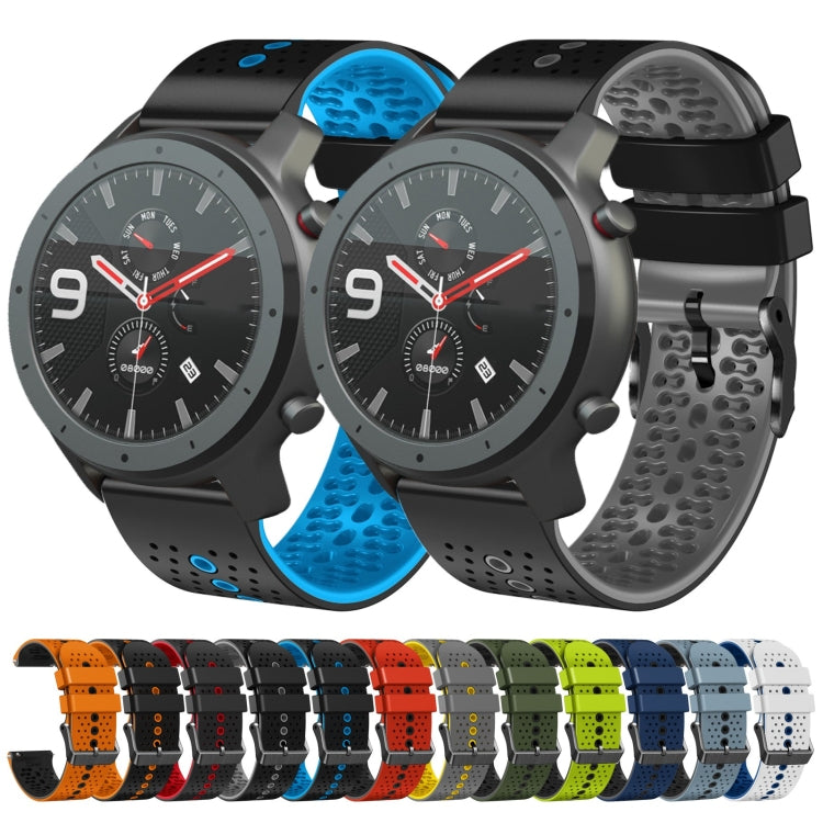 For Amazfit GTR 47mm 22mm Perforated Two-Color Silicone Watch Band(Black+Red) - free shipping - PMC TechLife - Order now!