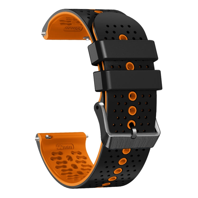 For Huawei Watch 3 22mm Perforated Two-Color Silicone Watch Band(Black+Orange) - free shipping - PMC TechLife - Order now!