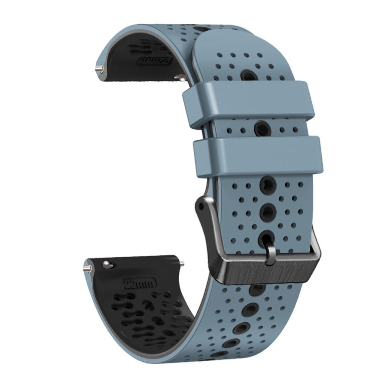 For Huawei Watch 3 Pro 22mm Perforated Two-Color Silicone Watch Band(Blue+Grey) - free shipping - PMC TechLife - Order now!
