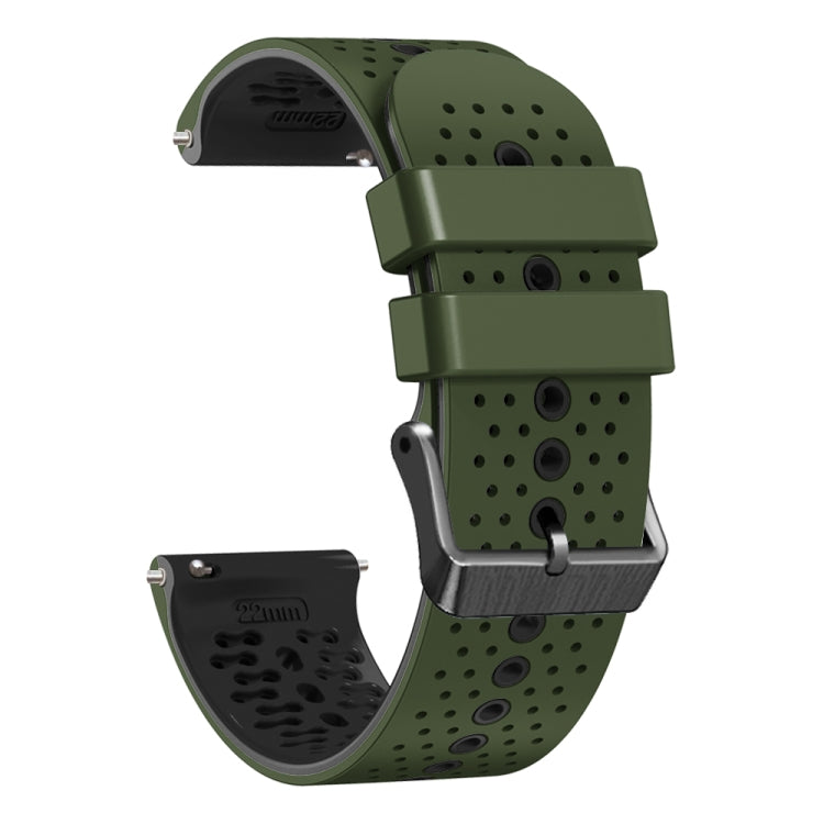 For Huawei GT2 Pro 22mm Perforated Two-Color Silicone Watch Band(Army Green+Black) - free shipping - PMC TechLife - Order now!