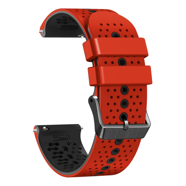For Honor Magic Watch 2 46mm 22mm Perforated Two-Color Silicone Watch Band(Red+Black) - free shipping - PMC TechLife - Order now!