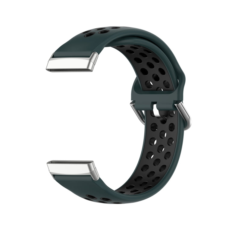 For Fitbit Versa 4 Two-Color Perforated Breathable Silicone Watch Band(Olive Green + Black) - free shipping - PMC TechLife - Order now!