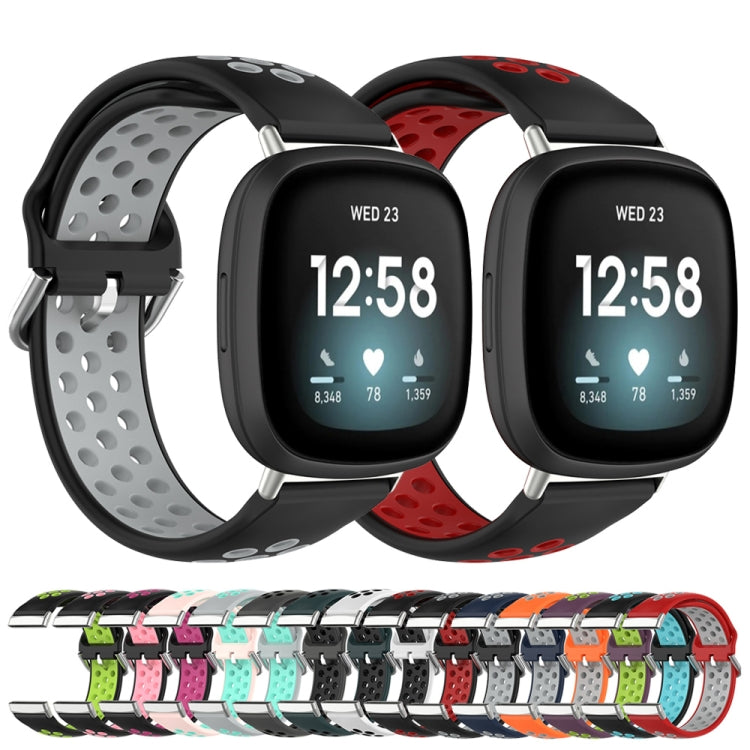 For Fitbit Versa 4 Two-Color Perforated Breathable Silicone Watch Band(Olive Green + Black) - free shipping - PMC TechLife - Order now!