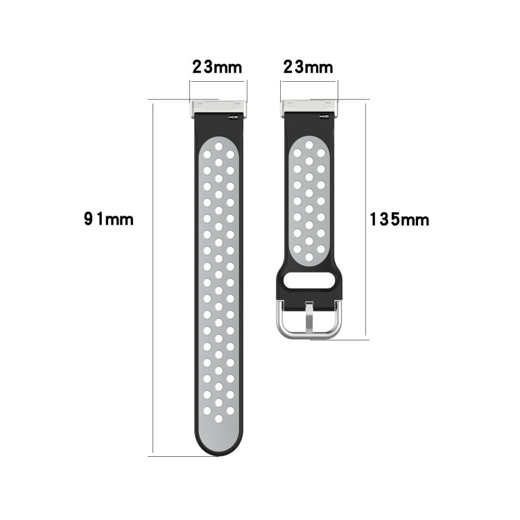 For Fitbit Versa 3 Two-Color Perforated Breathable Silicone Watch Band(Grey+Teal) - free shipping - PMC TechLife - Order now!