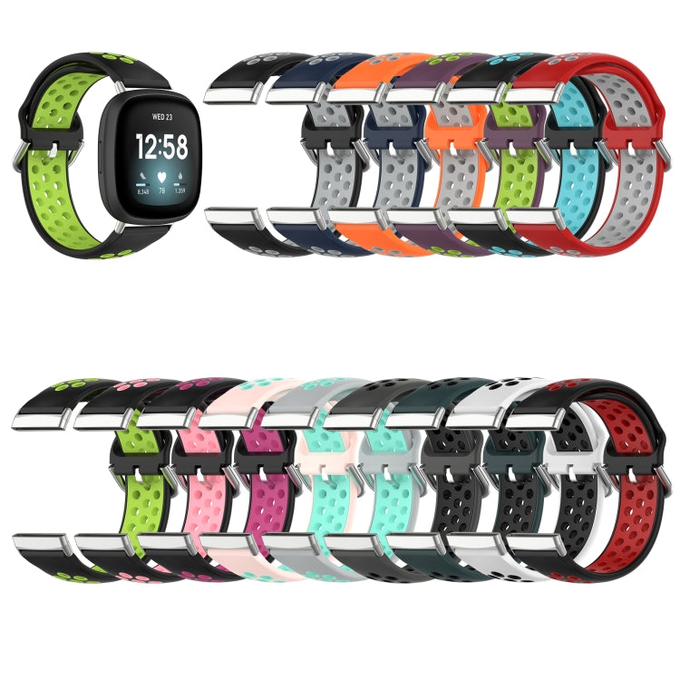 For Fitbit Sense Two-Color Perforated Breathable Silicone Watch Band(Red+Grey) - free shipping - PMC TechLife - Order now!