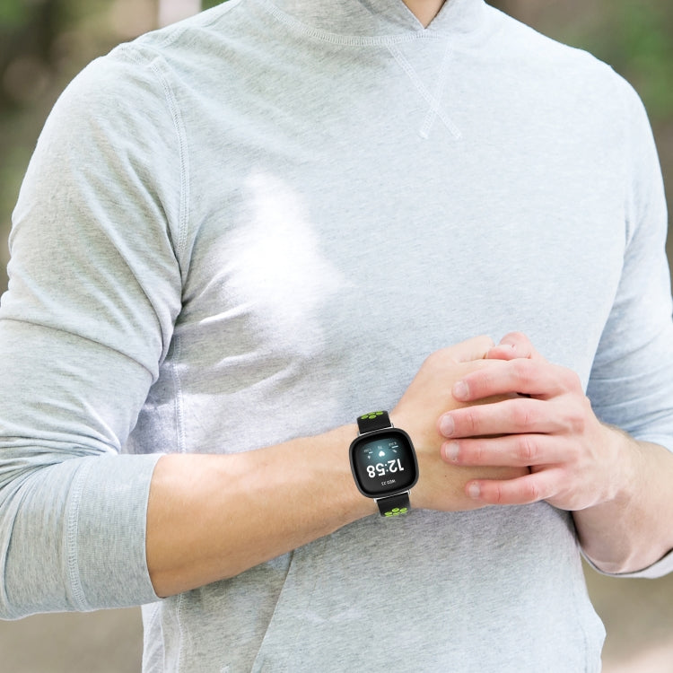 For Fitbit Sense Two-Color Perforated Breathable Silicone Watch Band(Black+Red) - free shipping - PMC TechLife - Order now!