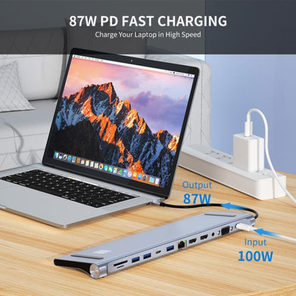 JUNSUNMAY 12 in 1 Multifunctional USB C Hub Docking Station Adapter SD/TF Card Reader - USB HUB by JUNSUNMAY | Online Shopping South Africa | PMC Jewellery