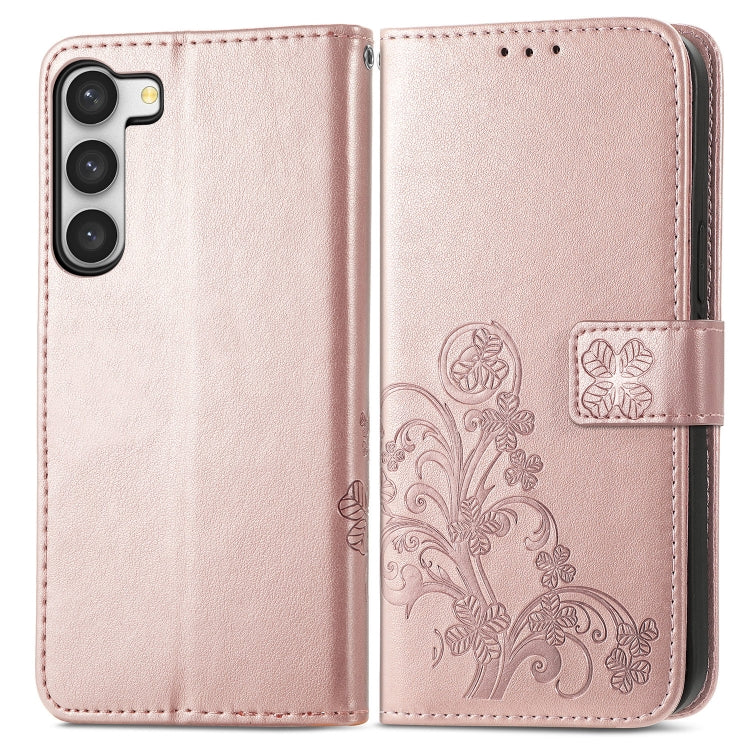 For Samsung Galaxy A54 5G Four-leaf Clasp Embossed Buckle Leather Phone Case(Rose Gold) - free shipping - PMC TechLife - Order now!