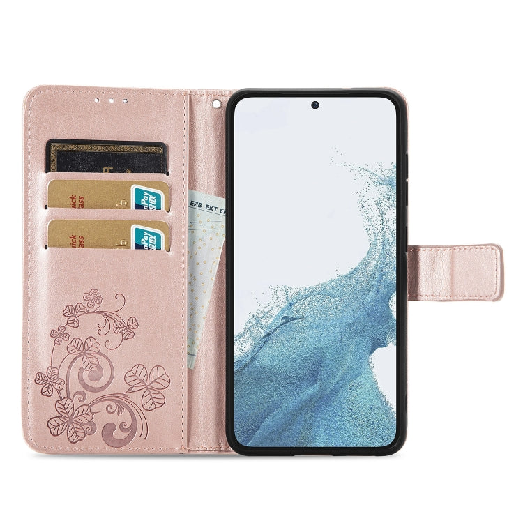 For Samsung Galaxy A54 5G Four-leaf Clasp Embossed Buckle Leather Phone Case(Rose Gold) - free shipping - PMC TechLife - Order now!