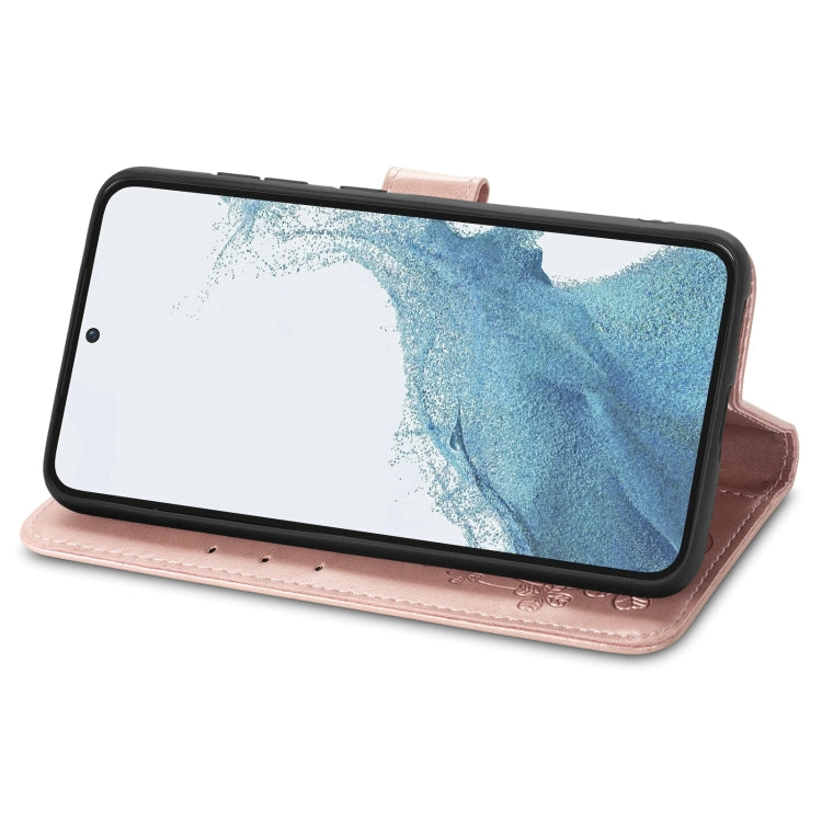 For Samsung Galaxy A54 5G Four-leaf Clasp Embossed Buckle Leather Phone Case(Rose Gold) - free shipping - PMC TechLife - Order now!